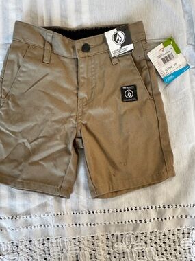 Volcom Boy's Stone Flat-Front Khaki Shorts